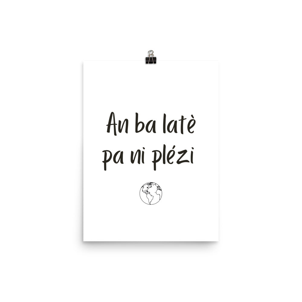 Affiche - En ba latè pa ni plezi